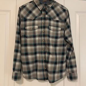 Light Gray And Blue Button Up Flannel